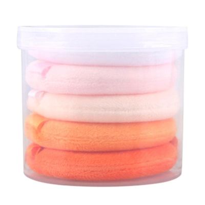 5 Packs Mineral Powder Foundation W/Ribbon Makeup Sponge Pads 2.4'' - Soft Cotton Velour, Gentle on Skin - Rayon Ribbon for Easy Handling - Compact Size, Perfect for On-the-Go