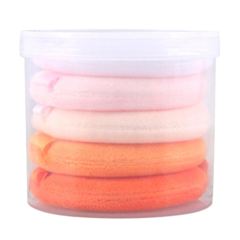 5 Packs Mineral Powder Foundation W/Ribbon Makeup Sponge Pads 2.4'' - Soft Cotton Velour, Gentle on Skin - Rayon Ribbon for Easy Handling - Compact Size, Perfect for On-the-Go