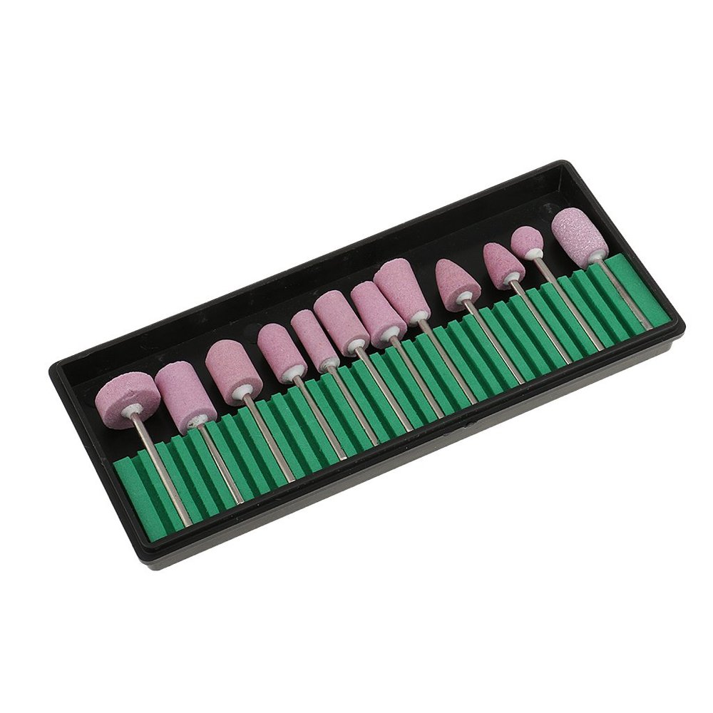 12 Pcs Ceramic Nail Drill Bits Set for Electric Nail Grinder Manicure Pedicure DIY Nail Art, Includes Storage Case