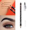 2 in 1 Double Head Eyebrow Pencil with Pencil Sharpener for Long-lasting Beauty, for Home and Travel Makeup - Black and Coffee Shades, sweat-proof and portable, Suitable for view 4
