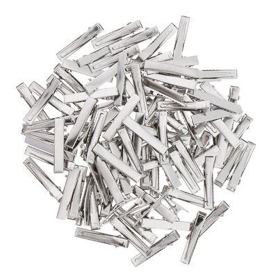 100PCS Silver Single Prong Alligator Teeth Hair Clips Kit - DIY Hair Bows Stylish Designs, Iron Material, Great Value Hair Bow Clip Set - for Girls, Stylists, Craft En