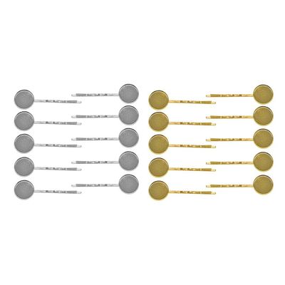20 Pcs Gold/Silver Hair Clip Tray Base Setting - DIY Personalized Accessories for Cabochon Making - Brass Material