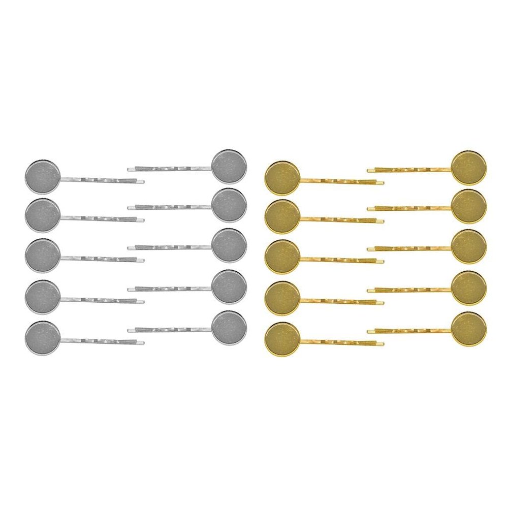 20 Pcs Gold/Silver Hair Clip Tray Base Setting - DIY Personalized Accessories for Cabochon Making - Brass Material