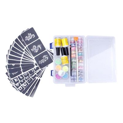 Glitter Body Makeup Set Sparkle Shimmer Kit with Luminous Powder & Stencils for Face Art, Parties, and Festivals - Non- Safe for Skin