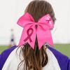 12Pcs 7 Inch Breast Cancer Awareness Cheerleader Bow Large Hair Bow With Ponytail Holder Hair Band For Breast Cancer Month (Believe Pink) view 3