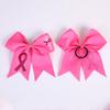 12Pcs 7 Inch Breast Cancer Awareness Cheerleader Bow Large Hair Bow With Ponytail Holder Hair Band For Breast Cancer Month (Believe Pink) view 4