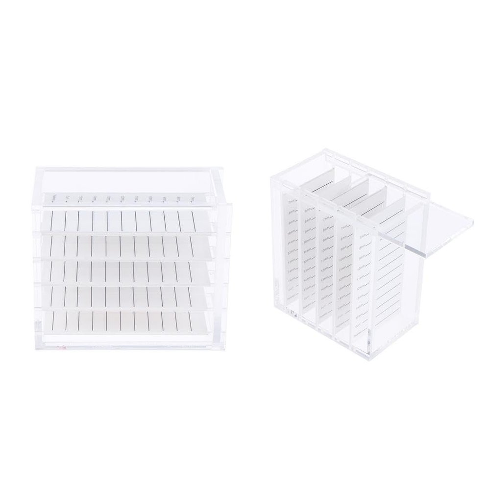 5-Layer Acrylic False Eyelash Storage Case Box (2 Pack), Large Capacity, & Easy to Clean, Perfect for Makeup Artists & Professional Beauty Salons