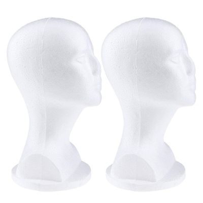 2Pcs Foam Mannequin Head Stand Small - Perfect for Wigs, Hats, Jewelry - Portable Styrofoam Female Mannequin for Hairpieces, Headwear - Salon, Store, Travel - 12inch Height