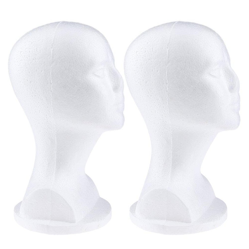 2Pcs Foam Mannequin Head Stand Small - Perfect for Wigs, Hats, Jewelry - Portable Styrofoam Female Mannequin for Hairpieces, Headwear - Salon, Store, Travel - 12inch Height