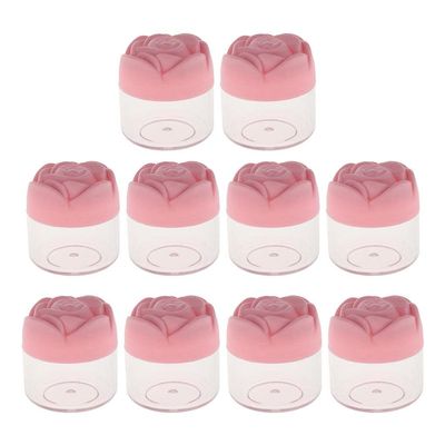 10 Pack 20g Empty Cosmetic Containers- Plastic Jars with Leakproof Rose Shaped Screw Lid- for DIY Creams, Lip Balms, and Nail Glitters- Compact Size for Travel- Female Beauty