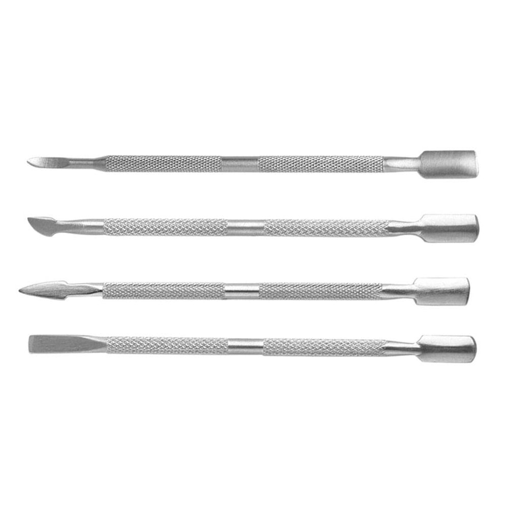 4 Pack Stainless Steel Cuticle Pusher Spoon Nail Trimmer r Silver - double-ended -rust design, high precision cuticle trimmer and r tool for salon and home use