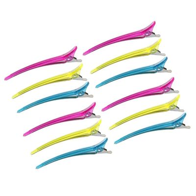 12Pcs Metal Salon Hair Clips, Strong Grip for Any Hair Style, Professional Hair Sectioning Clamps for Styling, DIY Use at Home, Aluminum & Plastic Design