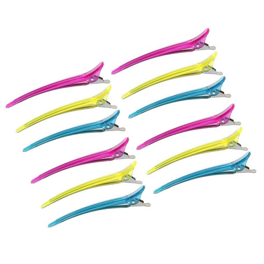 12Pcs Metal Salon Hair Clips, Strong Grip for Any Hair Style, Professional Hair Sectioning Clamps for Styling, DIY Use at Home, Aluminum & Plastic Design