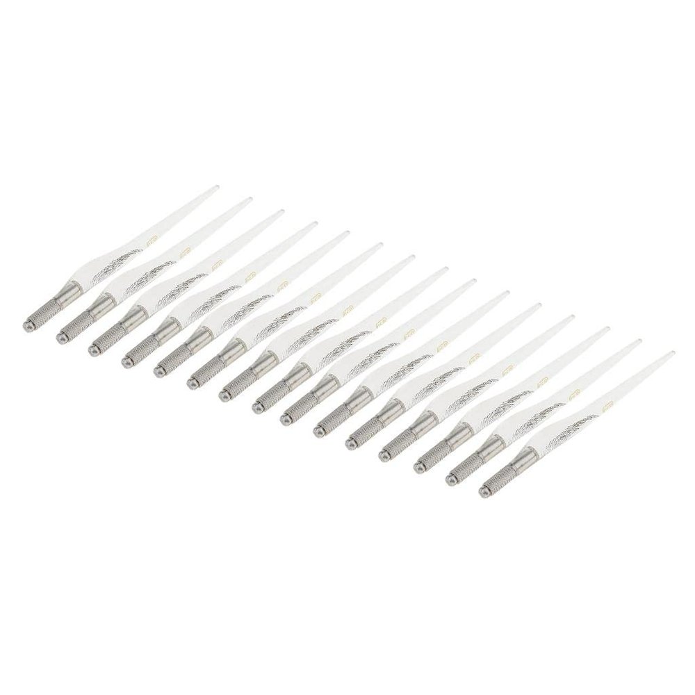 15 Pieces Reusable Salon Eyebrow Lip Eyeliner Tattoo Pens Holder Clear for Microblading Permanent Makeup Artists - Aluminum Alloy Construction - Versatile for Eyebrows, Lip