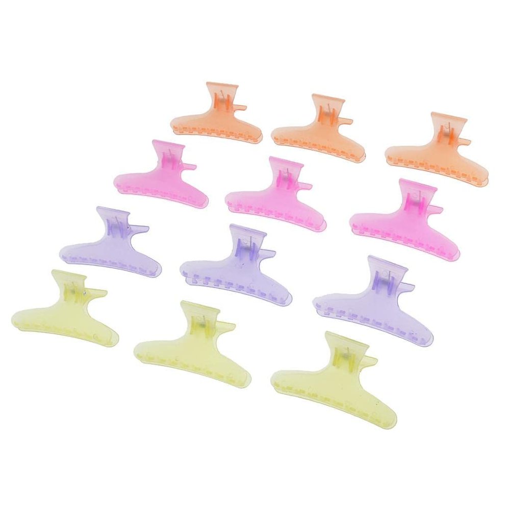 12pcs Multicolor Plastic Butterfly Hair Clips, Strong Hold Hair Claws for Styling, hairdressing salon accessories for ladies