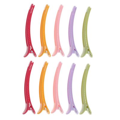 10 Colorful Hair Clips for Hairdresser Styling, Strong Alligator Clips for Professional Haircuts, Plastic Hair Sectioning Clamps for Salons and Home Use, 4.8 inch Long Hair