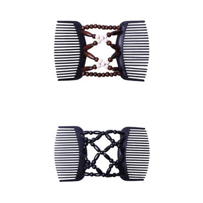2pcs Thick Hair Double Clip Combs Bun Maker Set - Easy Updo for Women - Holds Long/Short Hair -Style in Seconds - Stretchable, Perfect Hair Accessories