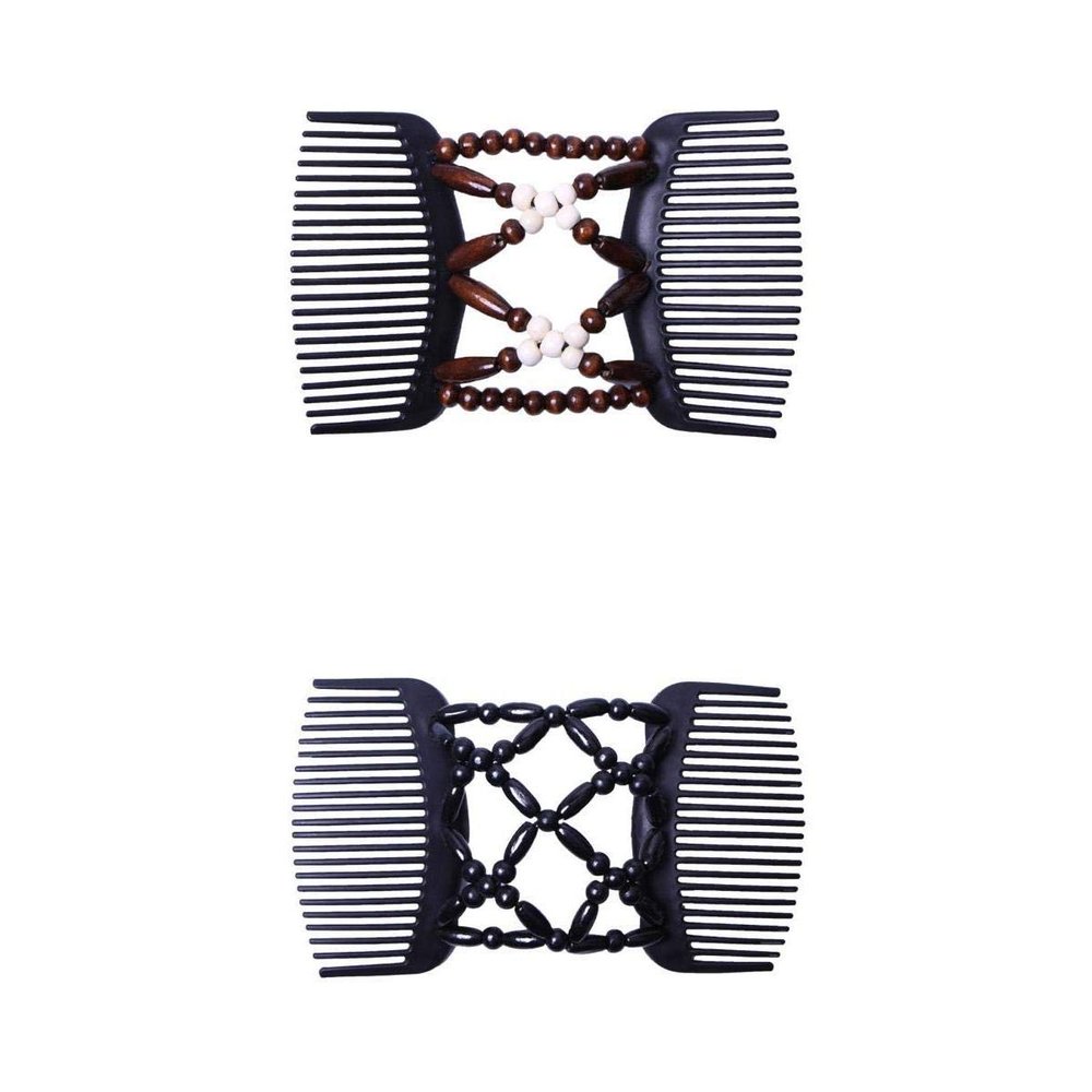 2pcs Thick Hair Double Clip Combs Bun Maker Set - Easy Updo for Women - Holds Long/Short Hair -Style in Seconds - Stretchable, Perfect Hair Accessories