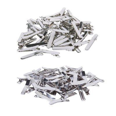 100-Piece Metal Duckbill Hair Clips for DIY Arts Crafts Makeup - Hair Accessories for Women Girls, Perfect for Styling & Face Washing - Nickel Plated, 35 x 7mm, Silver Color -