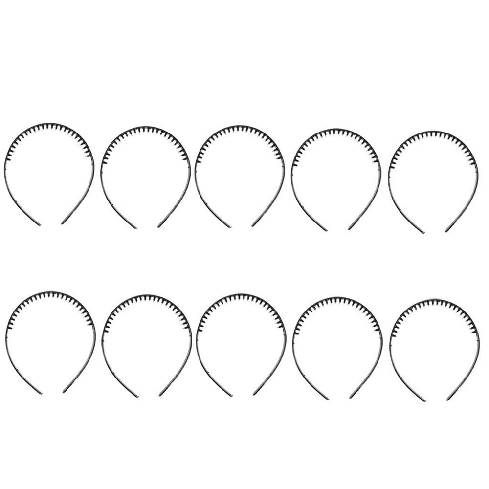 10pcs Black Plastic Teeth Comb Hairband Hair Hoop Headband for Women Girls - Fashionable Hair Accessories for Wedding and Parties