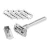 Adjustable Razor Classic Mild to Aggressive 1-6 Double Edge with 5 Blades for Mens Shaving - Quick Blade Change & Do-It-Yourself Efficiency - Long Handle Electric Shaver view 2