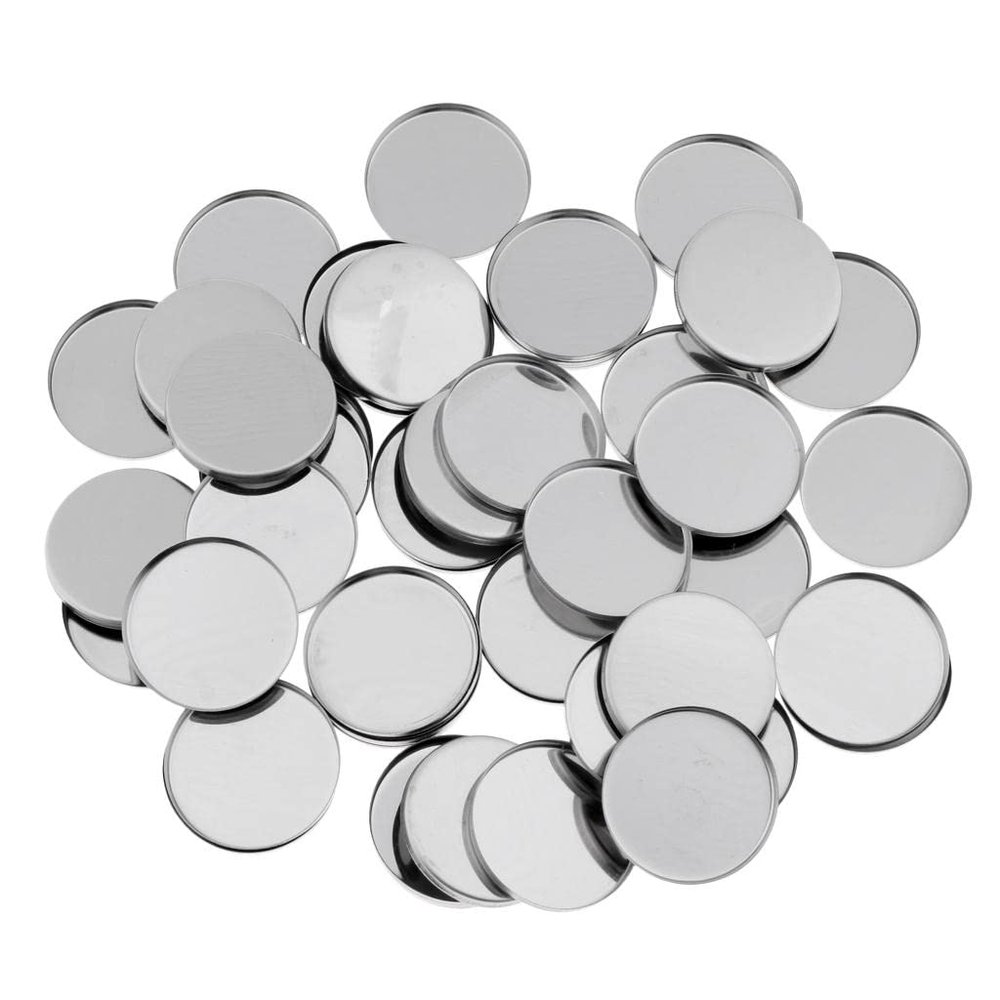 Blesiya 50x Metal Makeup Pans for DIY Palette - Magnet Round Eye shadow Pigment Pans for Hot Pour Cosmetics - Essential Blush Rouge Pans for Cosmetic Panel