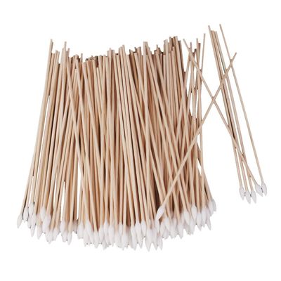 200pc 6" Long Wood Handle Cotton Swab Buds Applicators Lab Cleaning Tool Great for Wound Care and Makeup Applications