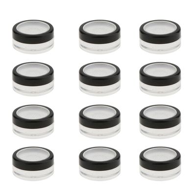 12PCS Refillable Loose Powder Containers with Sifter | Plastic Powder Box for Makeup | Portable and Convenient Cosmetic Pots | for Traveling and Daily Use | Clear and Black, 4.