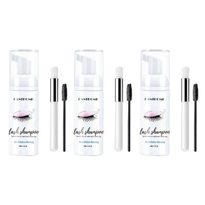 3x 50ml Foam Cleansing Eyelash Extension Shampoo Kit - Gentle Formula, Lids, Professional Tested - Eyelash Makeup r & Cleanser Bundle for Cleaning & Grafting - Perfect for Salon
