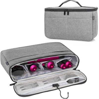 WELIDAY Travel Storage Bag Compatible with Dyson Airwrap Styler and Shark FlexStyle Air Styling, Portable Travel Organizer for Hair Curler and Attachment with Multi-pockets (Gray)