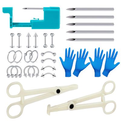 Beautidots 14G 16G 20G Body Piercing Kit for Belly Button/Lip/Tongue/Ear/Nose/Eyebrow/Nipple Piercing Gun Kits Safe Body Piercing Needle Tools for Women Men, 389-30pcs