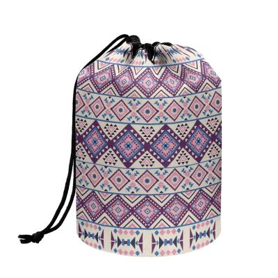 ZCFYGDX Cosmetic Bag Travel Toiletry Bag for Women Drawstring Pouch Large Makeup Bag Aztecs Style Print Makeup Organizer Bag Purple