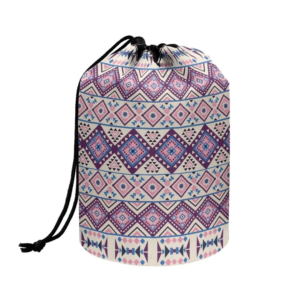 ZCFYGDX Cosmetic Bag Travel Toiletry Bag for Women Drawstring Pouch Large Makeup Bag Aztecs Style Print Makeup Organizer Bag Purple