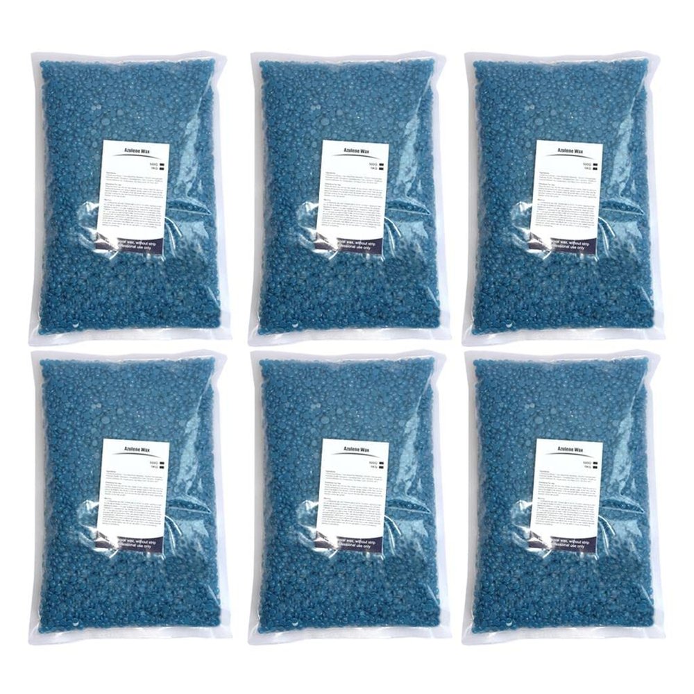 6 Pieces Hard Wax Bean Full Body Hair Removal Depilatory Wax Beads 500g - Painless Waxing for Women & Men - Intimate, Legs, Arms, Face, Bikini - Chamomile Formula - Salon Quality