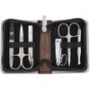 3 Swords Germany - brand quality 6 piece manicure pedicure kit set for professional finger & toe nail care with synthetic leather case - Made in Germany - brown view 1