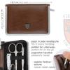 3 Swords Germany - brand quality 6 piece manicure pedicure kit set for professional finger & toe nail care with synthetic leather case - Made in Germany - brown view 4