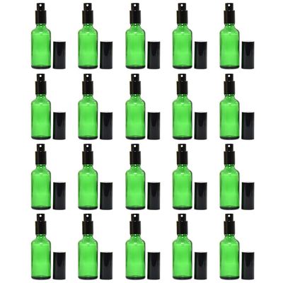 20Pcs 30ml Green Glass Spray Bottles with Fine Mist Sprayer Refillable Containers Glass Travel Bottles for Cosmetic, Essential Oils, Cleaning Solutions, Perfumes & More Liquids