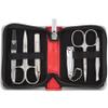 3 Swords Germany - brand quality 6 piece manicure pedicure kit set for professional finger & toe nail care with synthetic leather case - Made in Germany - red view 1