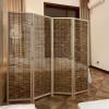 GOCHUSX Room Dividers Panel, Woven Folding Privacy Screen, Portable Freestanding Partition Wall for Home Living Room Bedroom Office Shop(Wood Colour,200x150cm) view 2