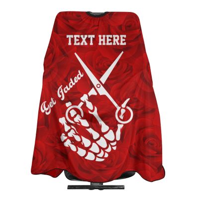 Custom Barber Cape Hairdresser Cape, Add Your Photo Text Logo Personalized Rose Flower Skull Get Faded Salon Cape for Men, Customized Hair Cutting Cape for Home Salon Barbershop