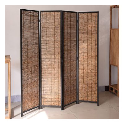 GOCHUSX Room Dividers Panel, Woven Folding Privacy Screen, Portable Freestanding Partition Wall for Home Living Room Bedroom Office Shop(Brown,200x150cm)