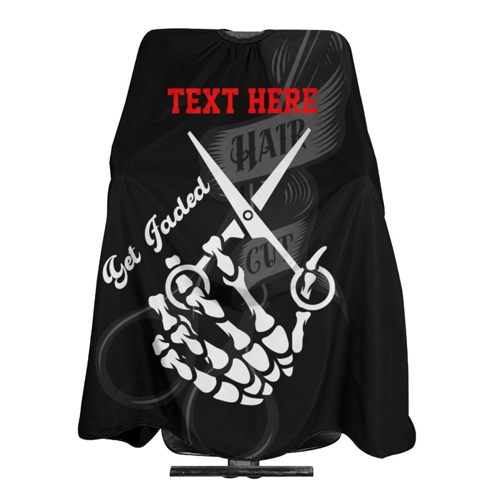 Custom Barber Cape Hairdresser Cape, Add Your Photo Text Logo Personalized Skull Get Faded Haircut Salon Cape for Men, Customized Hair Cutting Cape for Home Salon Barbershop