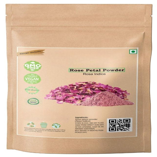 100% Pure and Natural Double Filtered Rose Petal Powder For Skin, Face Pack | Face Mask for Fairness | Tanning & Glowing Skin | Hair Care (100 gm)