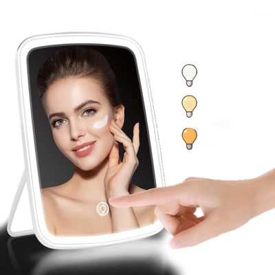 Type-C Charging Light Up Vanity Mirror, Portable Beauty Mirror, Dimmable Touch Screen, Tabletop LED Folding Cosmetic Vanity Mirror, Tabletop LED Folding Cosmetic Vanity Mirror for Home & Travel