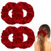 4 Pcs Hair Scrunchies Velvet Elastic Hair Band Thick Large Soft Scrunchy Ropes Curly Ponytail Holder Ties Gift for Wristband Girls Women Hairs Accessories Valentine's Day Christmas(Red) view 1