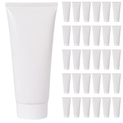 NinthAvenue Basics 30Pcs 120ml/4 oz Empty Refillable Plastic Squeeze Cosmetic Soft Tube Vial Bottles with Screw Cover Makeup Travel Sample Packing Storage Toiletries Container for Facial Cleaner Body Lotion