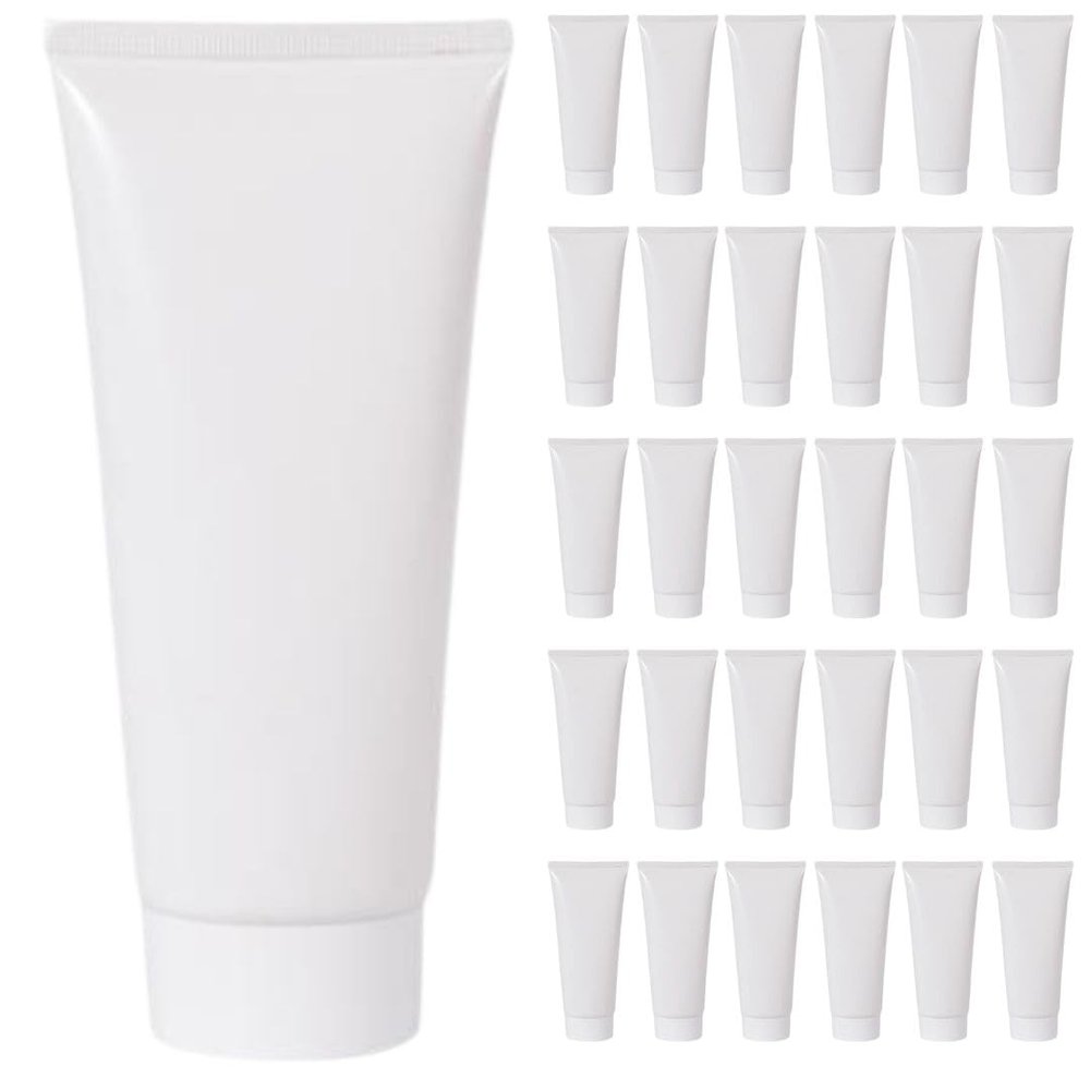 NinthAvenue Basics 30Pcs 120ml/4 oz Empty Refillable Plastic Squeeze Cosmetic Soft Tube Vial Bottles with Screw Cover Makeup Travel Sample Packing Storage Toiletries Container for Facial Cleaner Body Lotion