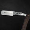 Straight Edge Shaving Razor with Disposable Blades - Wood Handle, Stainless Steel, Sharp (Medium Brown) view 2