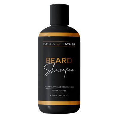 BASK & LATHER Beard Shampoo for Men, Beard Wash Gently Deep Cleans and Removes Buildup for All Hair Types, Conditioning & Hydrating Beard Care with Natural Ingredients, Sulfate Free, 6 fl oz