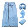 4Pcs/Set Women Wearable Bath Wrap With Towel Headband Hair Dry Cap Bow Bathrobe view 1